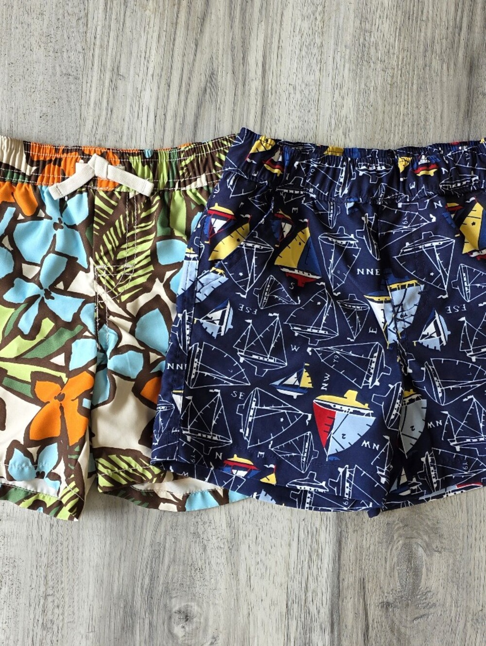 Baby Gap Swim Trunks Lot 2 Boys 6-12 Months Floral Sailboat Mesh Lined - Picture 2 of 6